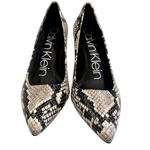 Calvin Klein Gayla Snake Skin Stiletto Pumps 3 1/2" Heel 7